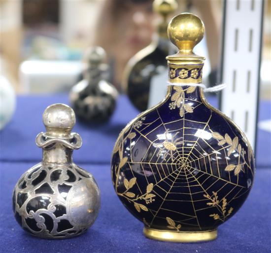 A silver mounted scent bottle and a Coalport scent bottle